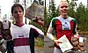 Aksel Tonjer Fingarsen og Mina Bleken Rud med matnyttige premier som årets vinnere av Huldertrampen.