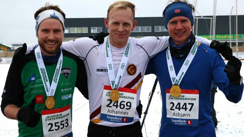 Jessheim Vintermaraton mot dobling av deltakelsen på søndag Johannes Teigland vant halvmaraton foran Knut Olav Øygardpå andre og Asbjørn Slagtern Fjellvåg på tredje under Jessheim Vintermaraton 2023