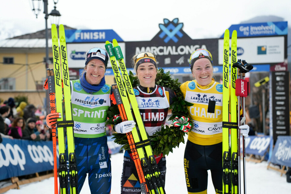 Premiepallen kvinner: Silje Øyre Slind, Team Aker Dæhlie; Emilie Fleten, Team Ramudden; Anniken Gjerde Alnæs, Team Engcon. (Foto: Vanzetta/NordicFocus)