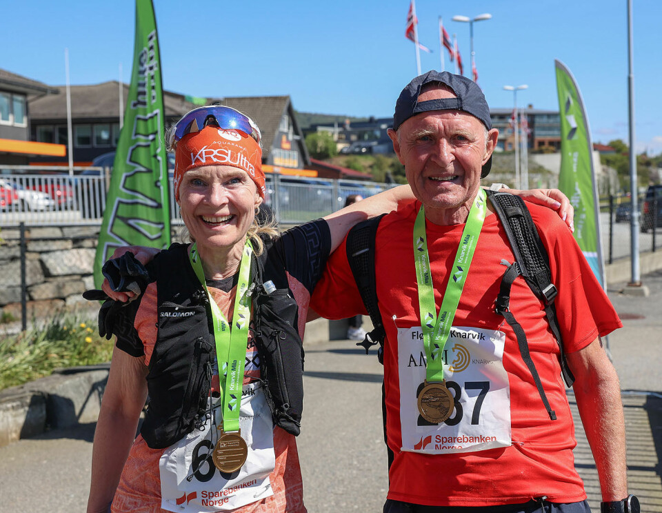Annbjørg Haga og Finn-Ole Haugland fra Varegg stilte begge i turklassen, Anbjørg løp den fulle distansen på 27km, mens Finn-Ole nøyde seg med halvparten, begge inn på en andreplass.(Foto: Arne Dag Myking)