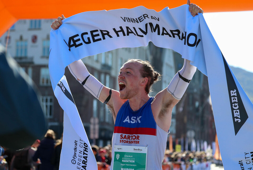 Marius Garmann Sørli kan løfte målseglet som vinner av halvmaraton, akkurat slik han gjorde i fjor.,