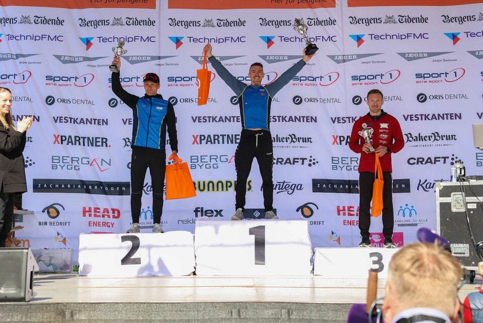 Premiepallen maraton menn: Karl Jonas Tronstad, Tage Morken Augustson og Jonas Lillejord.