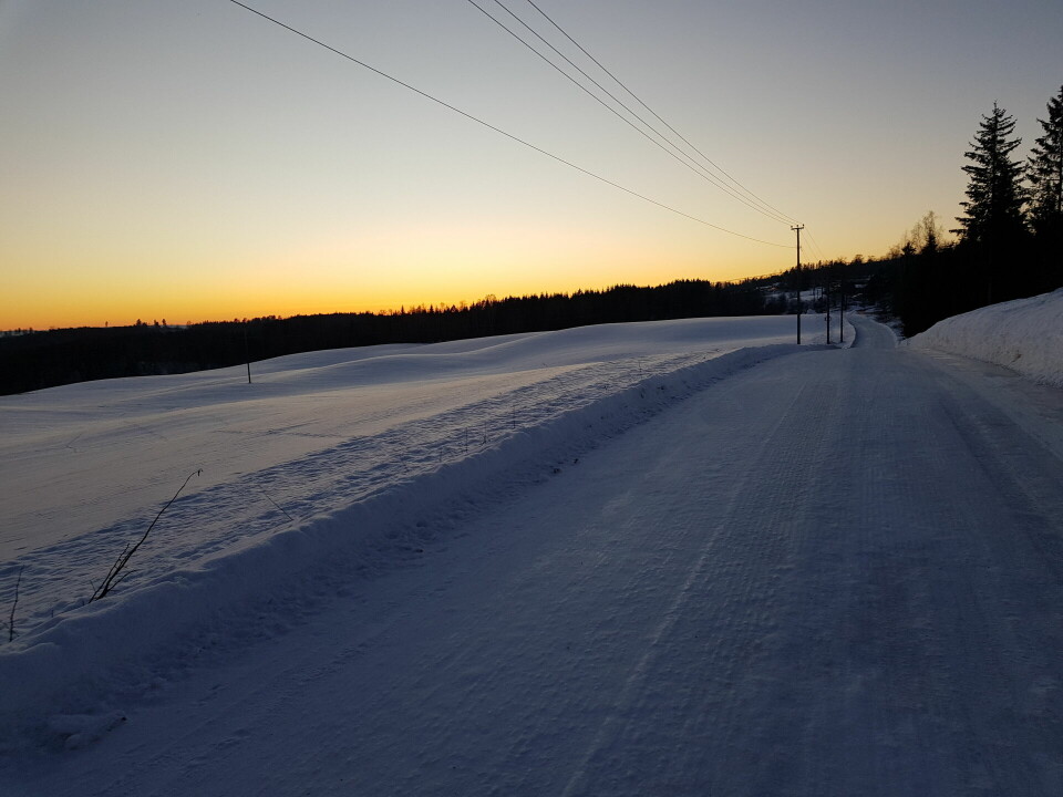 Solnedgang i Prøysenland. (Foto: Stein Arne Negård)