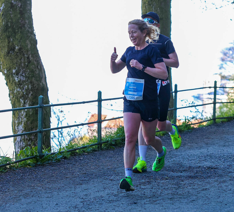 Vi må huske på at det er mange klasseseire også i et løp, alle konkurrerer i sin aldersklasse. Her er vinneren av K45-49 på maraton, Johanna Håland fra Bryne Triatlonklubb.