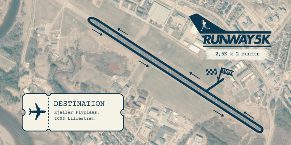 Det 5 kilometer lange løpet går i to runder á 2,5 km på den flate rullebanen på Kjeller Flyplass.