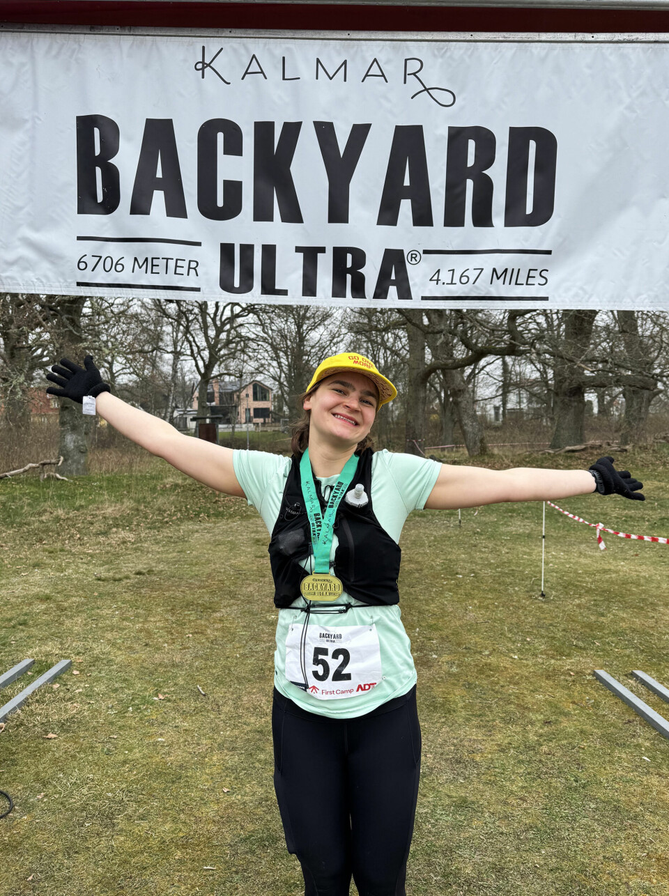 Seier til Sanna Höglind i kvinneklassen da Kalmar Backyard Ultra 2025 ble arrangert. (Foto: privat)