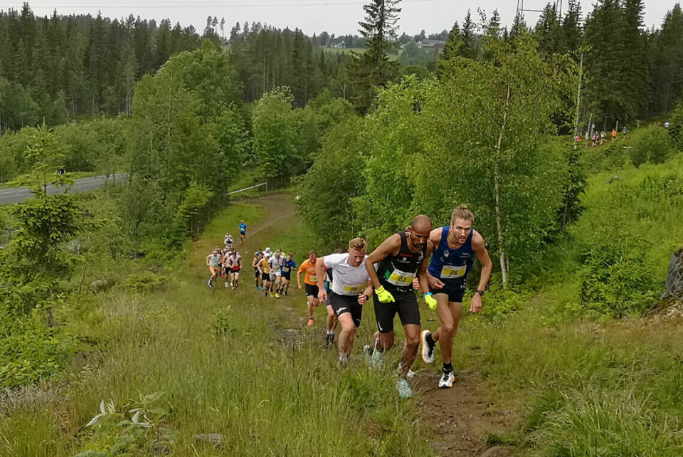 LøpeBirken med en samlet økning på 50 % fra i fjor Frew Zenebe Brkineh (63), Elmer Mulleri Skalle (26) og Joar Thele (88). Det var ingen av disse som vant til slutt, men Brkineh tok andreplassen. (Foto: Rolf Bakken)