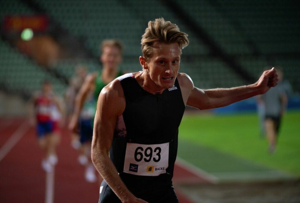 Ferdinand Kvan Edman løp sterkt på 3000 meter. (Foto: Samuel Hafsahl) Bislett - MS 3000m - Heat3 - Ferdinand Kvan Edman