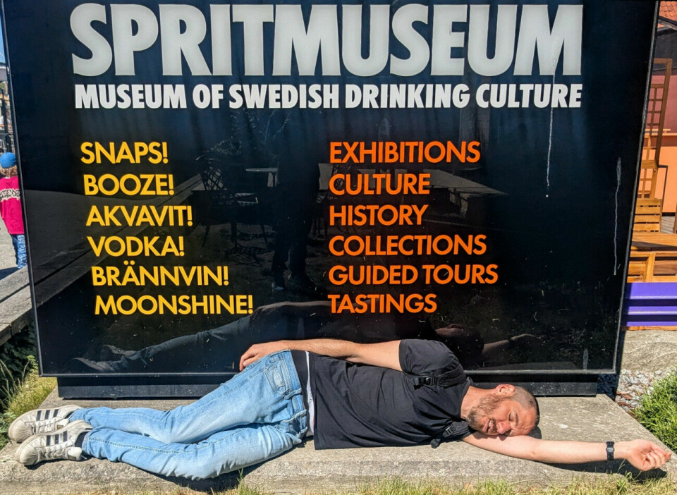 Det ble dog ingen tur på spritmuseum, kun et jøglete bilde. (Foto: privat)