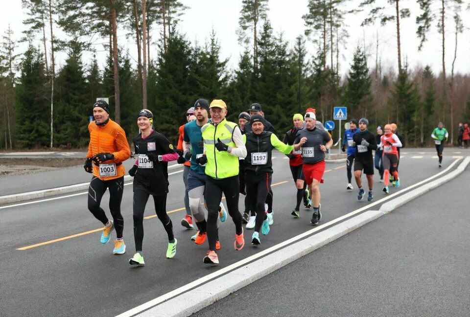 Nr 1003 Kjetil Sælid, 1104 Louise Skak, 1197 Lars Christen Dørum, 1135 Runar Sandvik i Jessheim Vintermaraton 2021