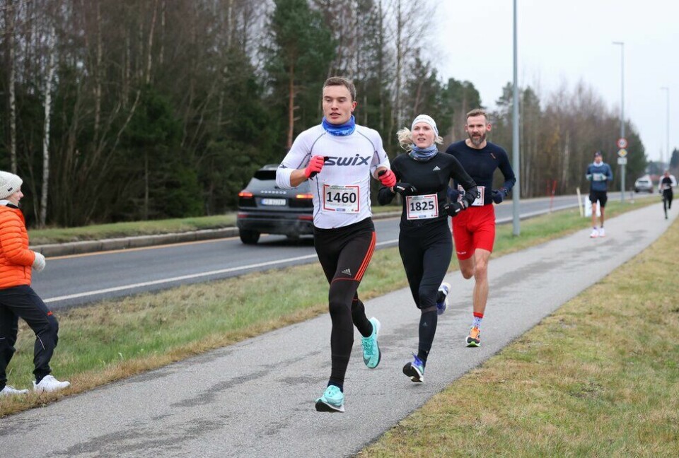 Victor Samuel Synnestvedt, Astrid Brathaug Størset, og Jørgen Korum under Jessheim Vintermaraton 2021