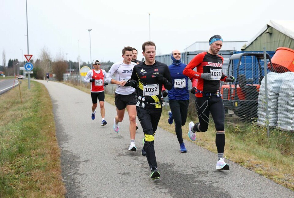 nr 1032 André Gonstad Johansen, 1110 Lars Peter Raknes, 1028 Eivind Gjøytdal i Jessheim Vintermaraton 2021