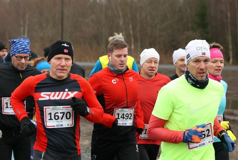 nr 1670 Rune Gunleiksrud, 1492 Thomas Ellingsen og 1452 Gunnar Mørne Jessheim Vintermaraton 2021