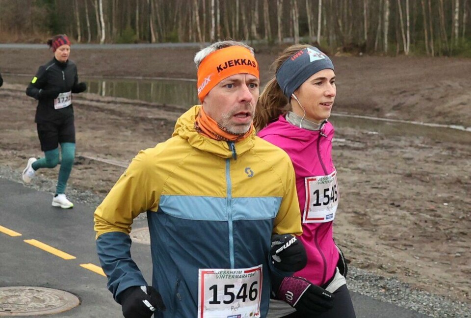 Per Eidevik og Tone Aase under Jessheim Vintermaraton 2021