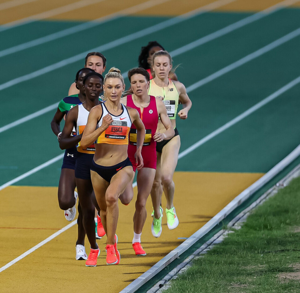 Etter en svært så rolig førsterunde satte Jessica Hull fart på feltet på 1500 meteren, men hun ble ikke kvitt alle og endte på fjerdeplass. (Foto: Grand Slam Track)