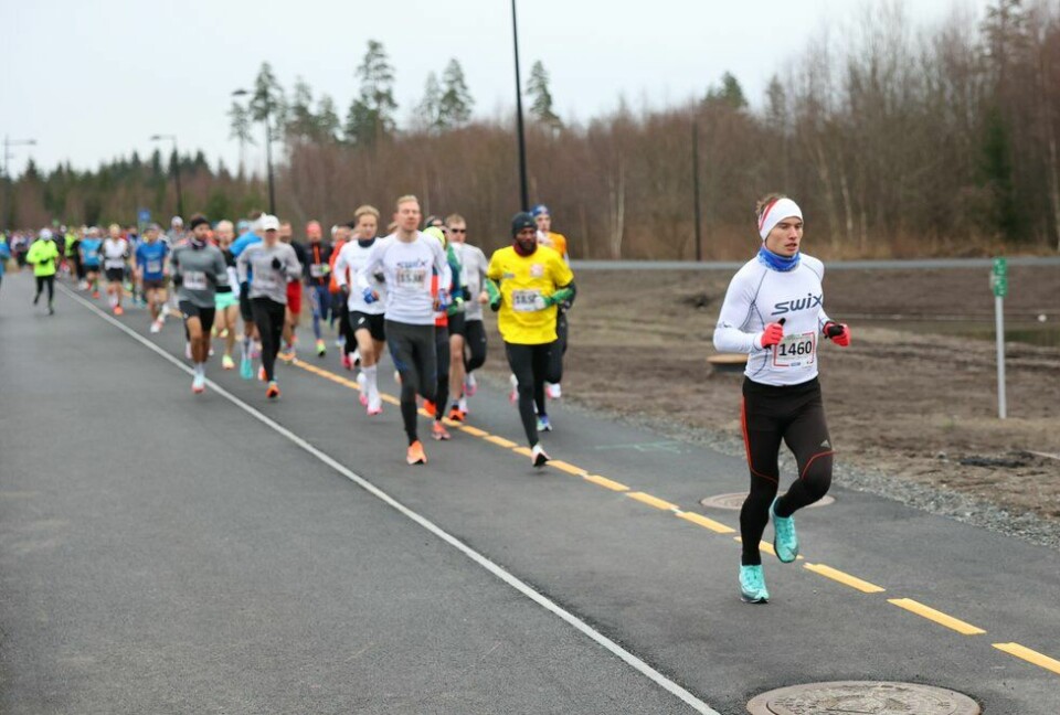 Victor Samuel Synnestvedt fremst under Jessheim Vintermaraton 2021