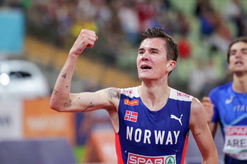 Her er Jakob Ingebrigtsen fra forrige gang han ble europamester: EM Friidrett i München 2022. (Foto: Arne Dag Myking) EM Friidrett i München 2022 - 1500 meter menn finale - Jakob Ingebrigtsen