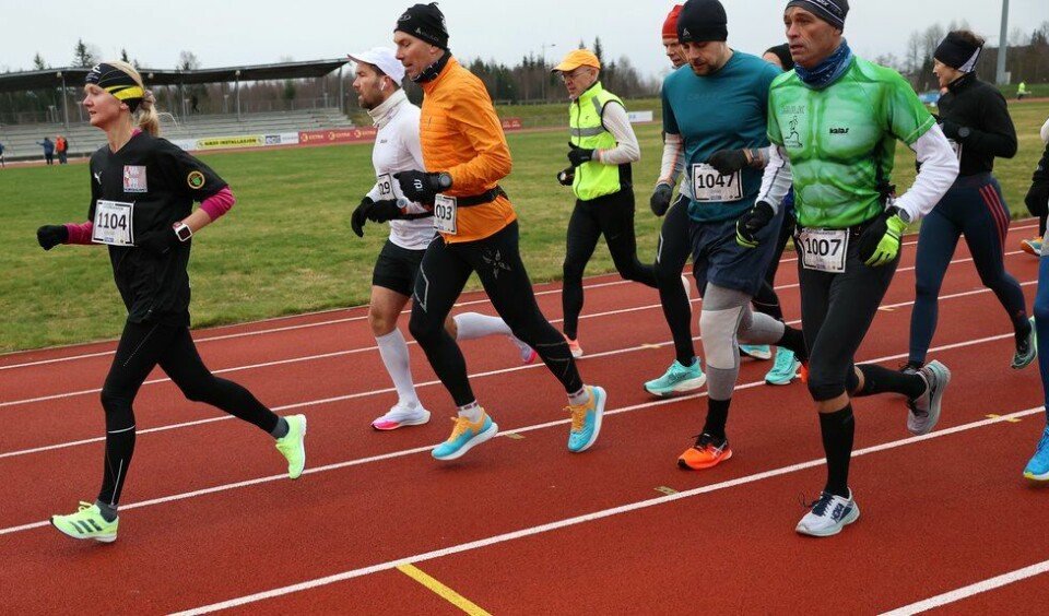Louise Skak i tet under Jessheim Vintermaraton 2021
