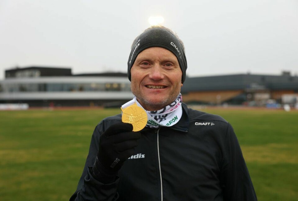 Geir Bjerkestrand etter maraton i Jessheim Vintermaraton 2021