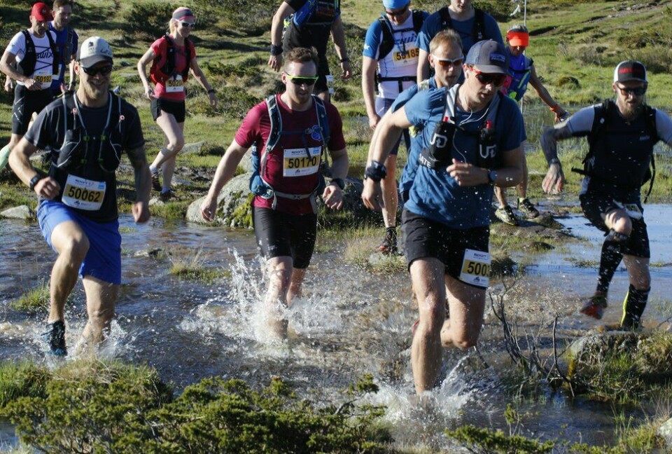 Det var strålende løpsvær men vått i alle løypene, og spesielt i UltraBirken der dette bildet er fra. (Foto: Rolf Bakken) UltraBirken 2019