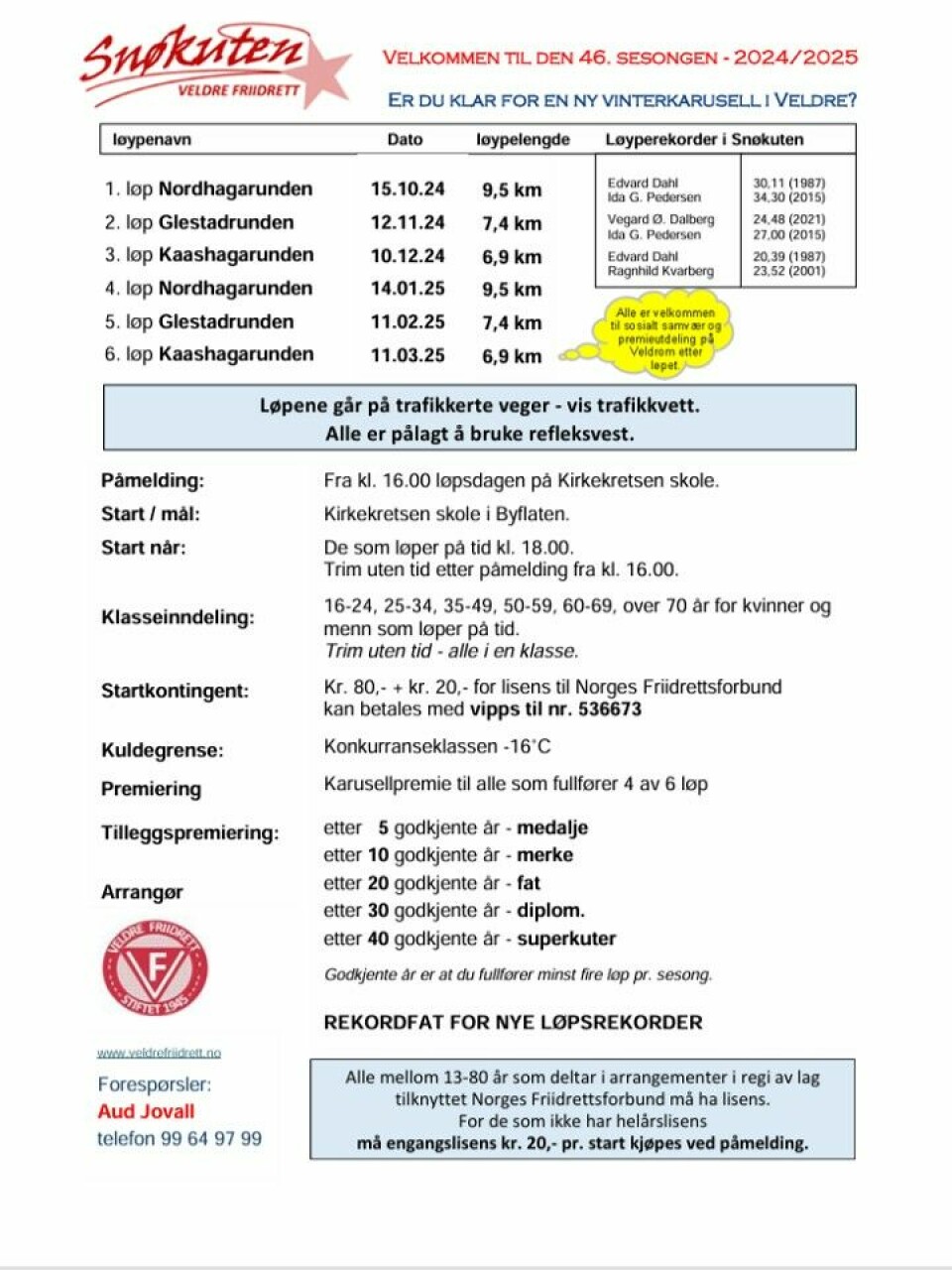 Snøkuten i gang med sesong nr. 46 fra tirsdag 15. oktober