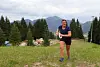 Marit Moen opp Monsterbakken i Cavalese i Val di Fiemme, Dolomittene, Italia