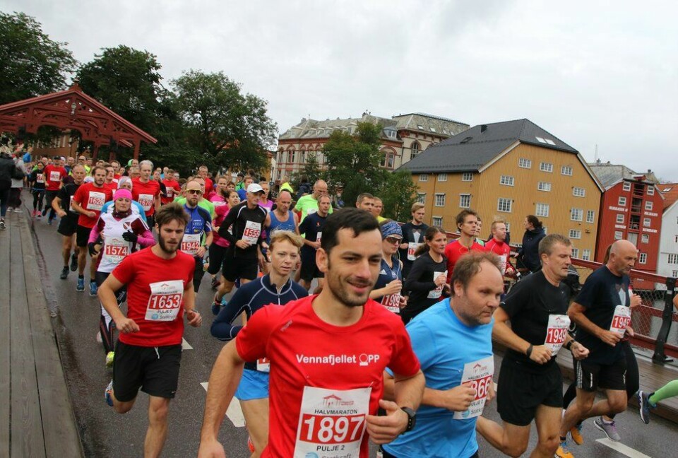 Trondheim Maraton: Forhåpentligvis kan vi til høsten på nytt løpe i flokk gjennom Trondheims gater. (Foto: Marianne Røhme) Trondheim Maraton 2016