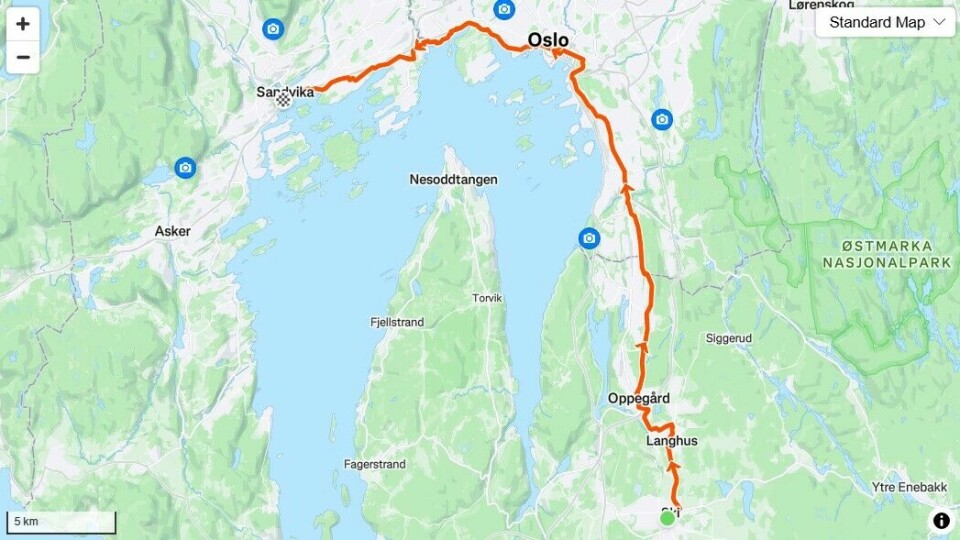 Løypekart fra Strava.