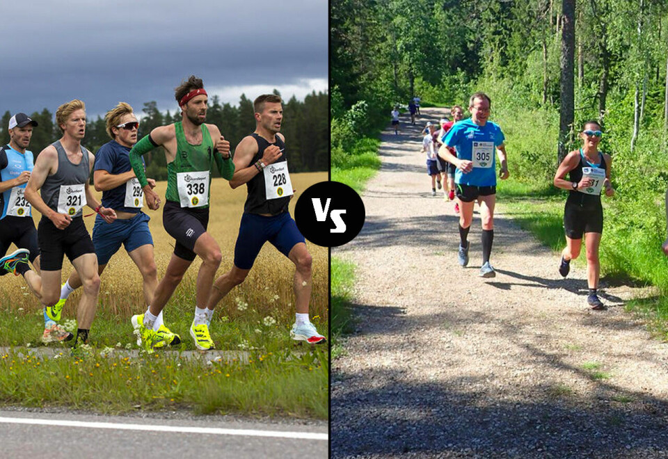 Et fint og ikke minst raskt knippe løpere til venstre. På jakt etter rekorder i Perseløpet. (Foto: Bjørn Hytjanstorp). Til høyre er blide løpere på vei gjennom skogen i Nordmarka Skogsmaraton (Foto: Marianne Røhme) Et fint og ikke minst raskt knippe løpere til venstre. På jakt etter rekorder i Perseløpet. (Foto: Bjørn Hytjanstorp). Til høyre er blide løpere på vei gjennom skogen i Nordmarka Skogsmaraton (Foto: Marianne Røhme)