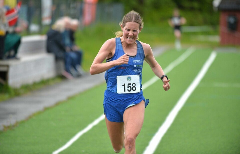 Maria Sagnes Wågan henter ut de siste kreftene mot mål. (Foto: Line Fossland Blom / Namdalsavisa)