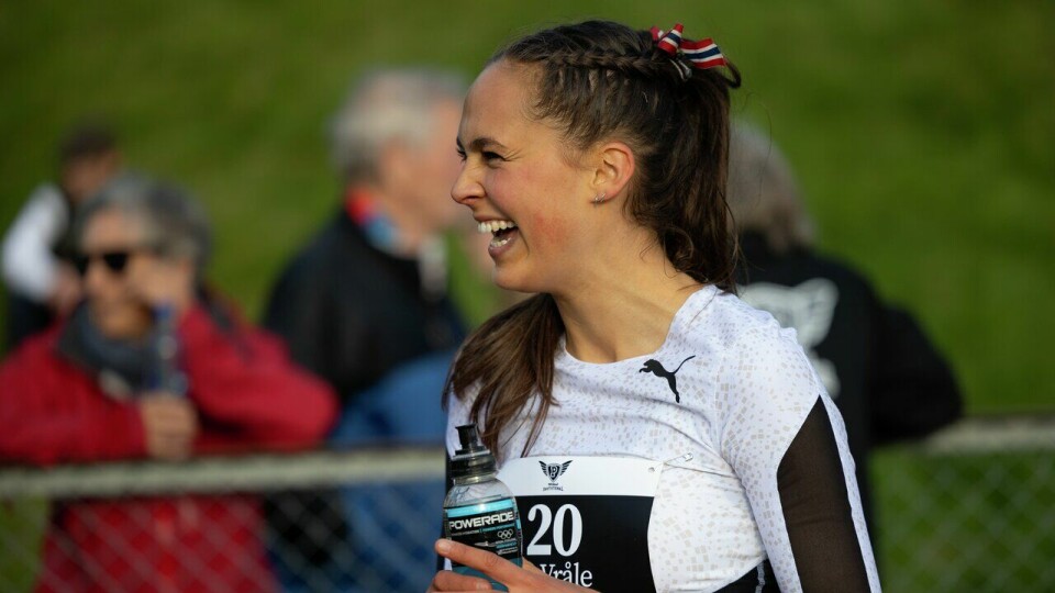 Vil berre springe: Målet til Solveig Hernandez Vråle er å halde seg skadefri i år. No vil ho berre springe og springe. Her frå Per Halle Invitational i 2021. (Foto: Samuel Hafsahl) Per Halle Invitational - 800m KS A-heat - Solveig Hernandez Vråle TJALVE (20)