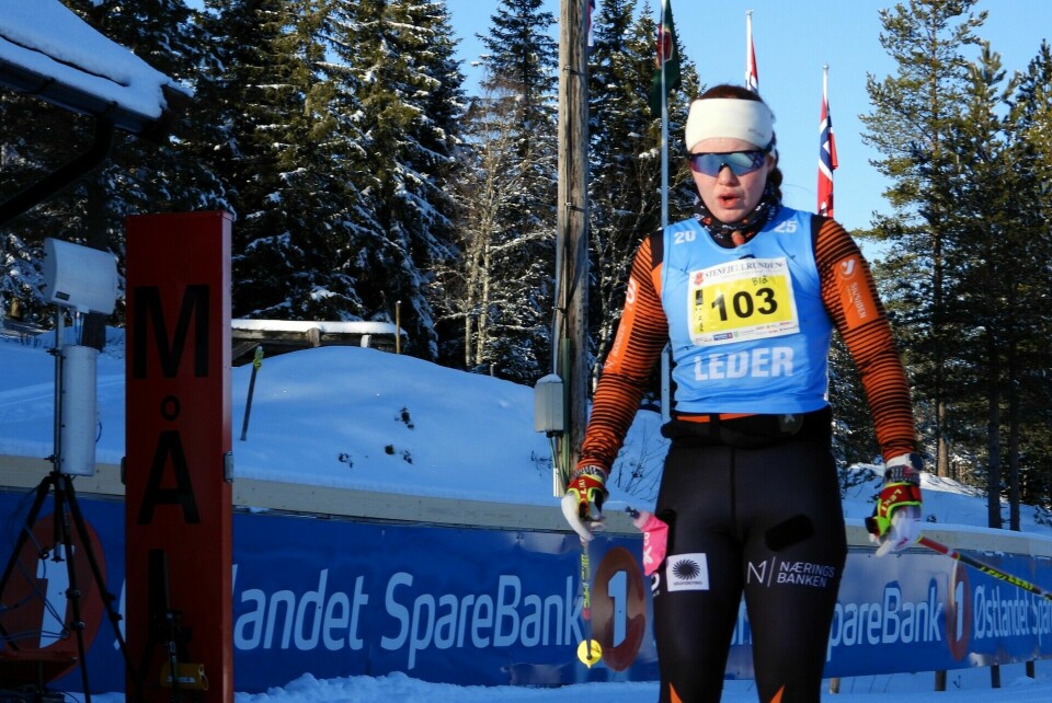 Karen Amalie Nordseth i mål som nr. 3.