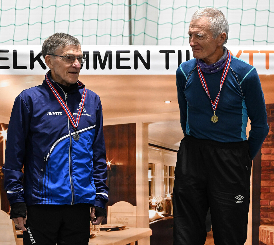De to beste:Herbjørn Brennhovd (th) og Inge Vinje (tv). (Foto: Samuel Hafsahl) Premier_NM-medaljer_m75-79_Herbjoer_Brennhovd_Inge_Vinje_DSC_2672.jpg
