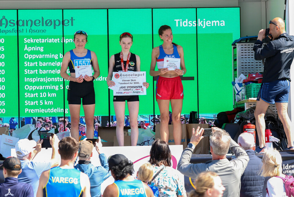 Premiepallen kvinner 5 km: Torunn Stavland Jensen, Aurora Veen Torkildsen og Rebekka Birkeland.