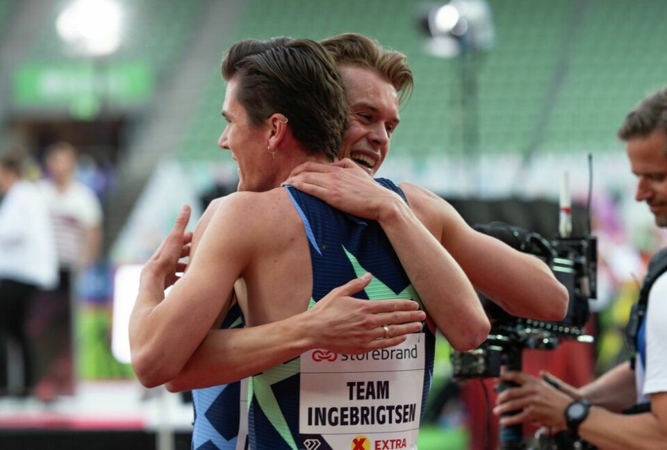 Jakob og Filip Ingebrigtsen fra Impossible Games. (Foto: Samuel Hafsahl) Impossible Games 2000m - Team Ingebrigtsen, Filip Ingebrigtsen, Jakob Ingebrigtsen