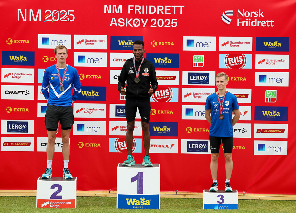 Premiepallen: Sigurd Ruud Skjeseth, Awet Nftalem Kibrab og Petter Johansen.