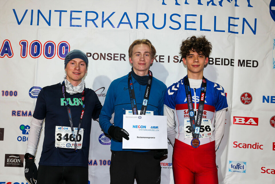 Premiepallen for menn 5 km: Anders Veum, Tord Andresen og Jan-Olav Hilleren. Det er de tre første i mål som havner på premiepallen, uansett startpulje, derfor kan det oppstå forskjeller fra resultatlisten, slik som her.