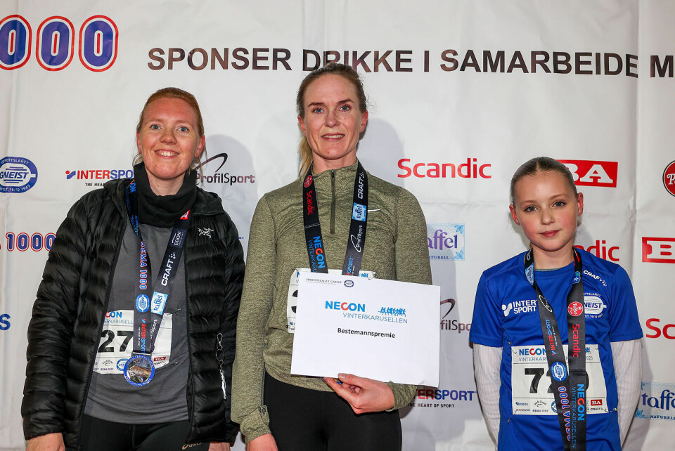 Premiepallen kvinner 5 km: Vanja Flatberg, Silje Torsvik og Silje Dyb Endresen.