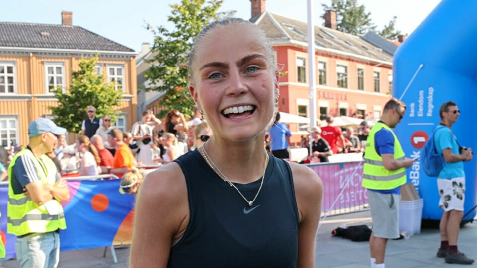 Ingrid Syltern Nerland vant halvmaraton under Trondheim Maraton 2024. (Foto: Marianne Røhme) Ingrid Syltern Nerland vant halvmaraton under Trondheim Maraton 2024