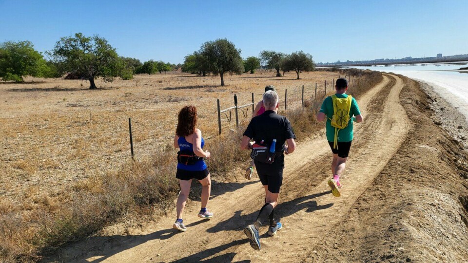 Treningsturene til Portugal byr på mye bra trening og flotte naturopplevelser. Her fra fjorårets løpetur i saltområdene ved Castro Marim. (Foto: Marianne Røhme). På Kondistur til Portugal med Springtime oktober 2023