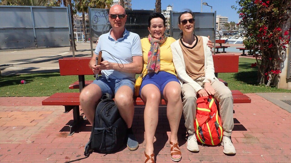 F.v. Håkon Gisholt, Gry Ånesland og Anna Amundsen på treningsleir til Spania med SK Vidar og Team RP