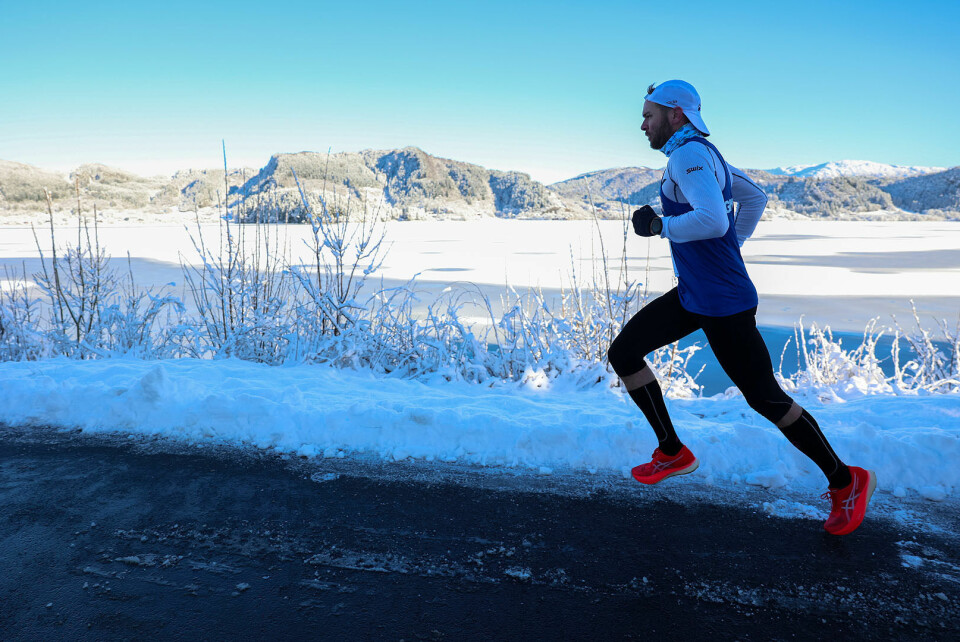 Tor-Aanen Kallekleiv er her på vei tilbake på sin andre runde. Han vinner helmaraton i dag.