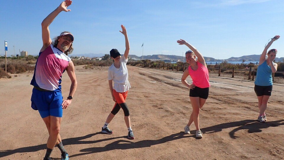 F.v.: Ketil Buan, Anna Amundsen, Marie Moss Skogdal og Tone Gravvold på treningsleir til Spania med SK Vidar og Team RP