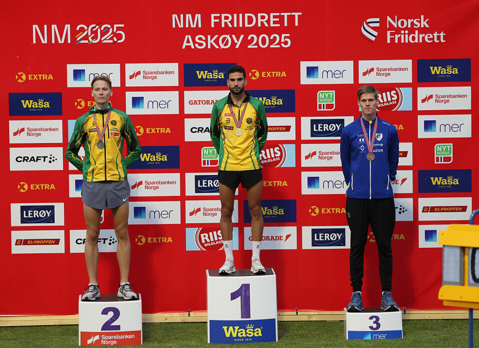 Premiepallen 3000 meter hinder: Fredrik Sandvik, Jacob Boutera og Kristoffer Petersen Skonnord.