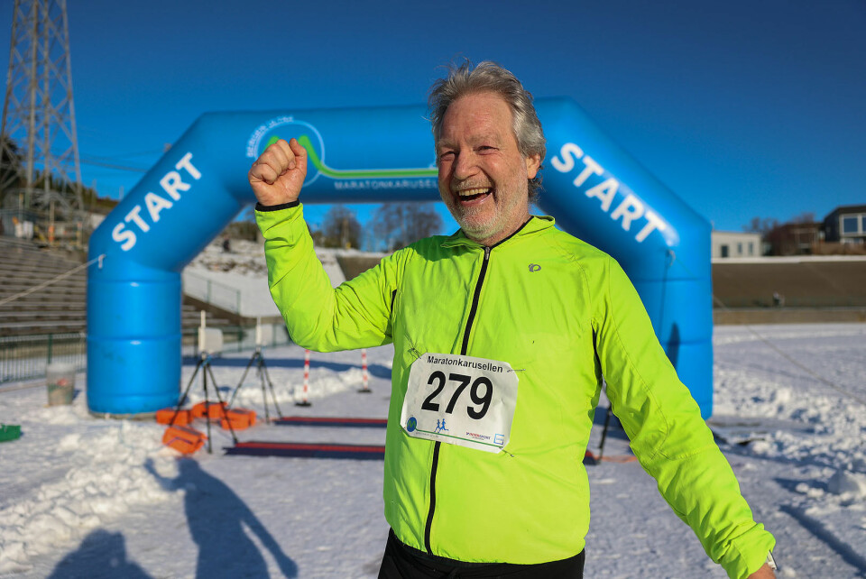 Treningscoach Per Gunnar Alfheim tar sin egen treningsmedisin og deltar i dette løpet.