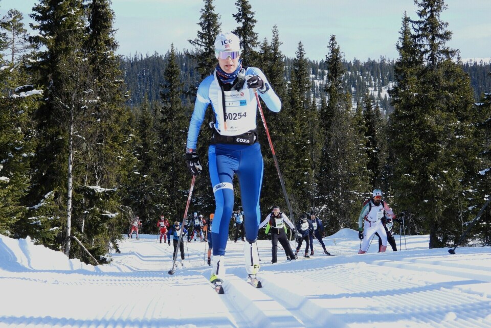 Hild Mari Kvikne fra Røros IL var første kvinne i sporet fra start til mål.(Foto: Stein Arne Negård)