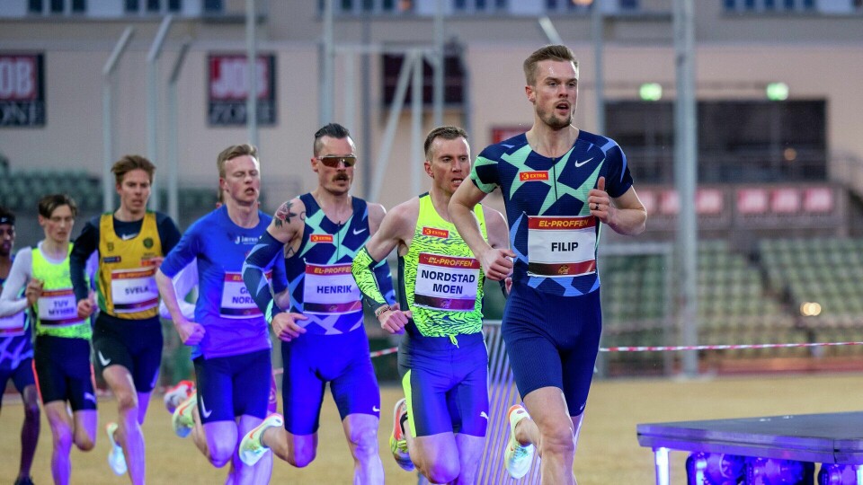 Night of Highlights 10 000 meter Bislett Stadion 13. april 2022. (Foto: Kondis) Night of Highlights - Elite- Filip Ingebrigtsen
