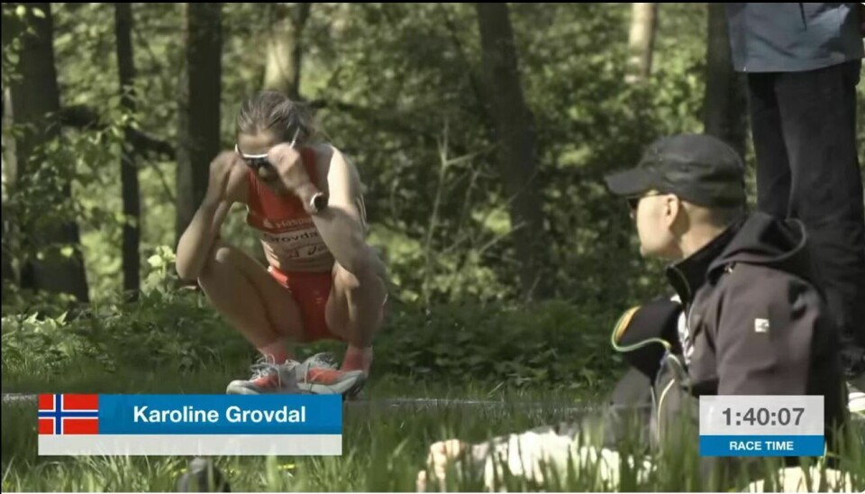 Ikke slik vi ønsker å seKaroline Bjerkeli Grøvdal . (Skjemprint fra streamingen)