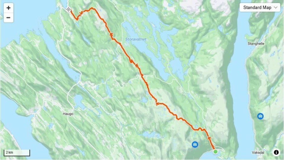 Løypekart fra Strava.