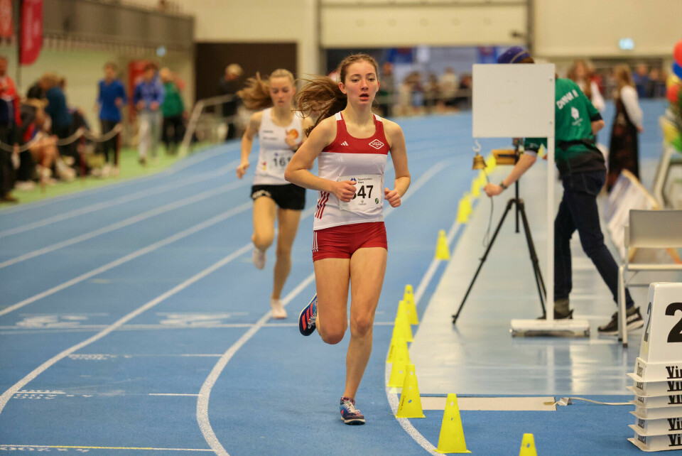 Caroline Marie Wiig var eneste deltaker i J17, og løp i mål på 5.41,87. (Foto: Martin Hauge-Nilsen)